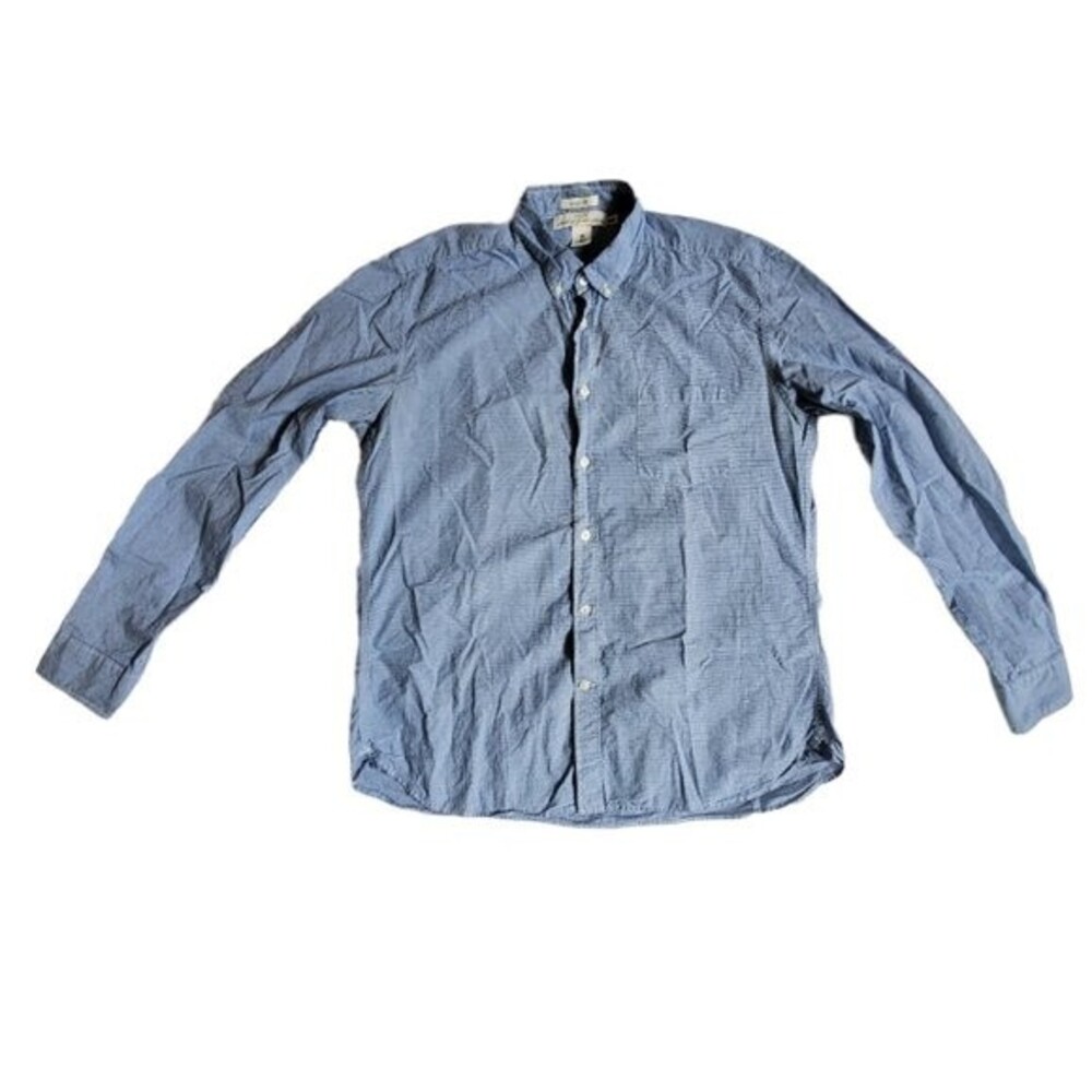 L.O.G.G. Men's Blue White Gingham Print Button-Down Long Sleeve Top Size L